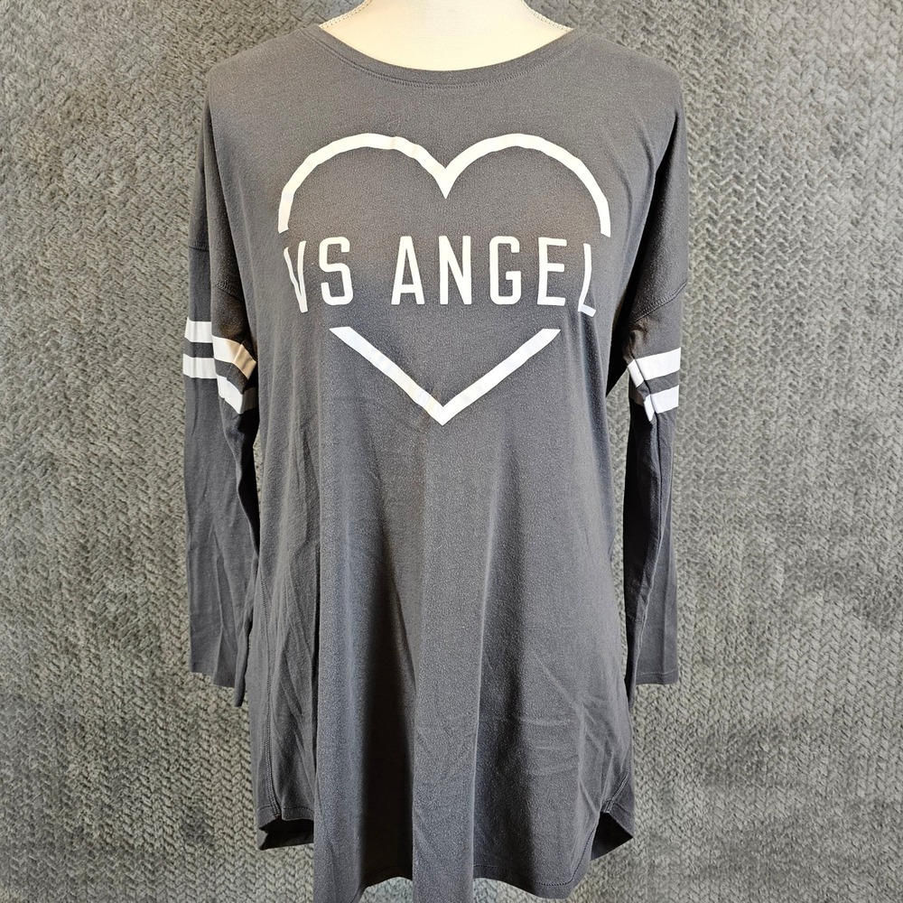 Victoria's Secret VS Angel Gray Heart Graphic Long Sleeve Tunic Top Medium